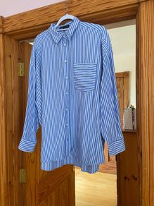 Lefties (Zara Group) Blue & White Stripe Oversize Shirt UK 14