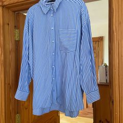 Lefties (Zara Group) Blue & White Stripe Oversize Shirt UK 14