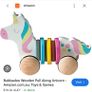 Wooden Pull Along Animal Unicorn Image 2
