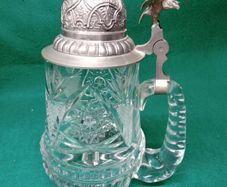 Vintage German Crystal Glass Beer Stein  / Tankard /  Lidded