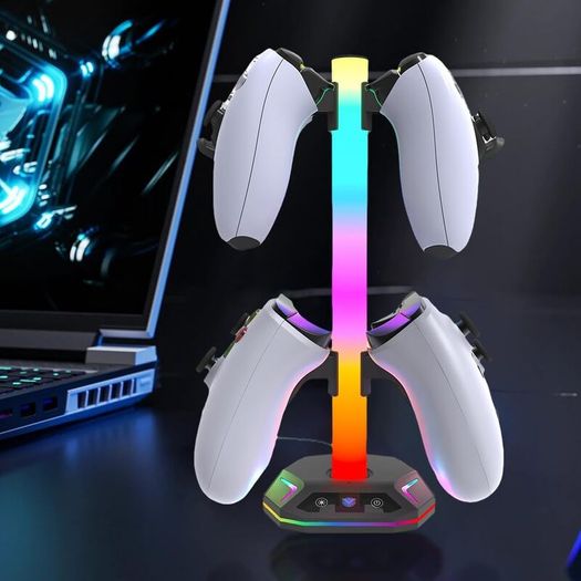 Headphone Gaming Controller Stand for (Xbox) Ps5 Ps4 Switch With 9 Light Modes, RGB Universal Desk Game Accessories for Ps5/Ps4/(Xbox)/Switch Pro
