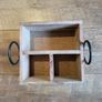 Rustic wooden organizer with metal side handles Image 2