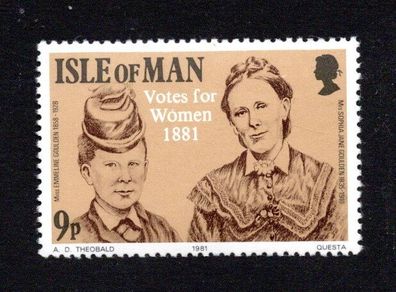 1981 Isle of Man Centenary of Manx Women's Suffrage / Votes for Women Commemorative Stamp Mint Never Hinged (MNH)