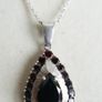 Vintage  Natural Garnet and Sterling Silver 925 Pendant , Necklace length 10" - 8,4g Image 3