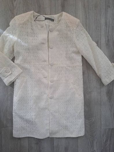 White Lace coat overcoat blazer UK 8 S new
