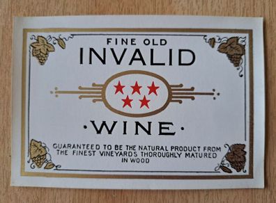 Vintage fine old Invalid wine label