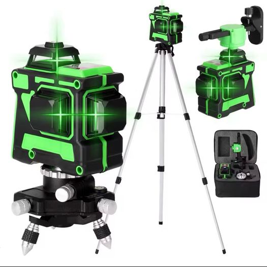 3D 12 Lines Self-leveling Laser Level with 1.2M 3 Heights Adjustable Alloy Extension Bar Tripod Stand and Carrying Bag
