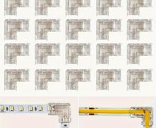 20pcs LED Connector Set, 2Pin L-Shaped Solderless Transparent LED Strip Connectors, 8mm Light Bar L-Clips, No Dark Area