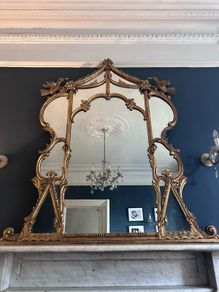 Large Antique Rococo Overmantel Mirror, Giltwood Statement Piece (150cm)