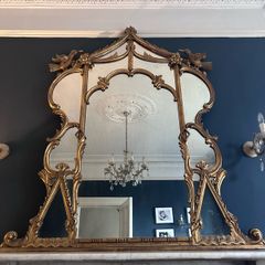 Large Antique Rococo Overmantel Mirror, Giltwood Statement Piece (150cm)