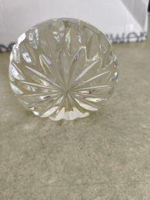 Clear Crystal Paperweight Faceted Starburst not stamped