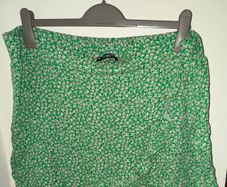 Dunnes Stores Green with White and Pink Flowers Frilly Skirt