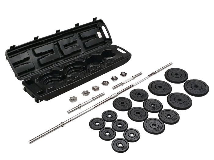 50KG Cast Iron Barbell & Dumbbell Weight  Set in Case