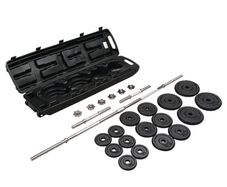 50KG Cast Iron Barbell & Dumbbell Weight  Set in Case