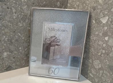 Brand-new Milestones Glitter Mirror Frame 4" x 6" - 60th Birthday