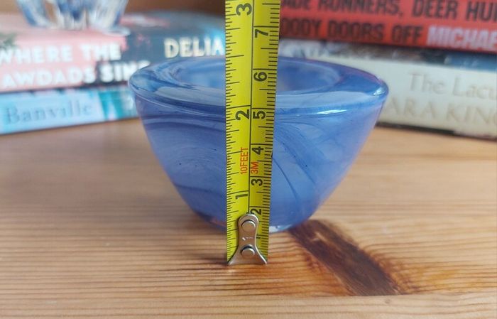 Fabulous Pair of Two Vintage Small Hand-Blown Art Glass Pieces in Shades of Bright Blue and Cornflower Blue, Sold as a Pair