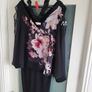 WALLIS Black floral cape layered dress Sz 12 Image 9