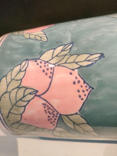 15" Early 20th Century Chinese Hand painted Cylinder Vase