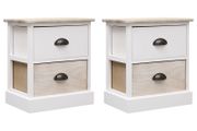 Nightstands 2 pcs White and Natural 38x28x45 cm Paulownia Wood