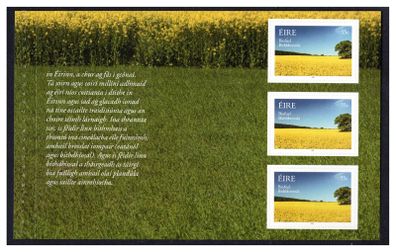 2011 Ireland Renewable Energy Technologies Commemorative Stamp Booklet Pane featuring Biofuel Mint Never Hinged (MNH). Hibernian HP214