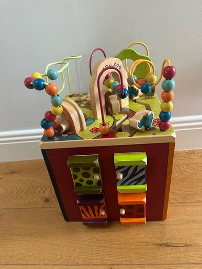 Wooden activity center, wooden building blocks