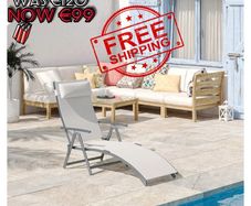 NEW SALE | Sun Lounger Recliner, Textilene White