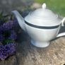 Brown Thomas Porcelain Teapot in white and silver Image 2