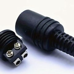 Set of two, 2-Pin Dual Core Round Flat Plug, Audio or Lighting Power Connector, new, unopened.