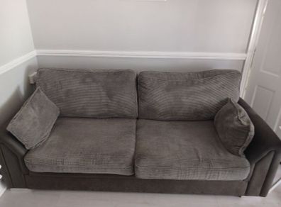 sofa with pouffe