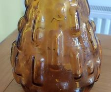 Beautiful 1960s retro lozenge shaped pattern amber coloured Empoli bottle