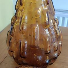Beautiful 1960s retro lozenge shaped pattern amber coloured Empoli bottle