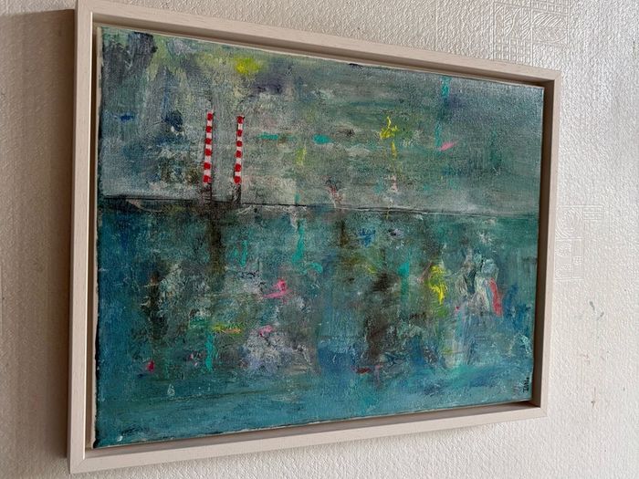Original Art Irish Art Original Seascape Poolbeg Chimneys Dublin aesthetic