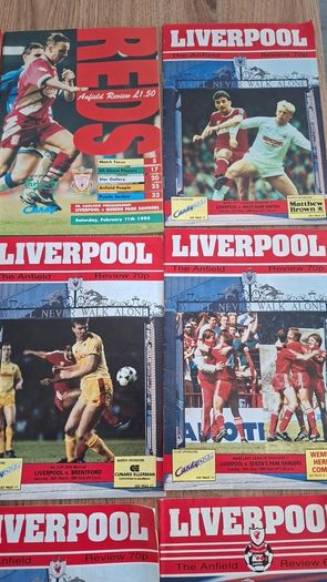 Vintage Liverpool FC programmes x12