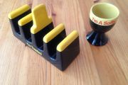 Black-and-Yellow Toast Rack and Egg Cup