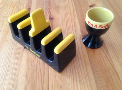Black-and-Yellow Toast Rack and Egg Cup