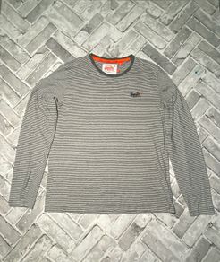 Vintage Superdry Orange Label Mens Stripe Long Sleeve T-shirt Size XXL