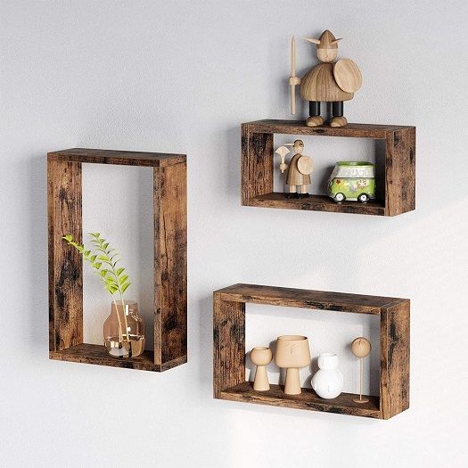 New Set of 3 Cube Rustic Shelves - FREE P&P