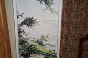 Japanese Bamboo art painted hanging scroll