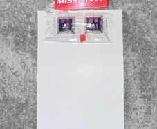 Miss Sixty Purple Crystal Star Stud Earrings Silver Square Statement