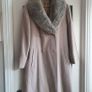 M&S wool and cashmere mix light taupe longline coat with detachable luxurious faux fur collar Sz 12 L (Fit 14-16UK) Image 2