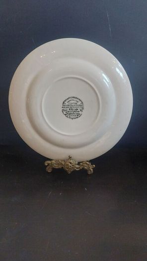 Lovely Vintage Brown and White English Ironstone Tableware Plate in a Fabulous Chintz Style Pattern, with Blossoms and Berries