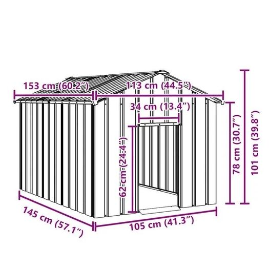 Dog House with Roof 113x153x101 cm Galvanised Steel