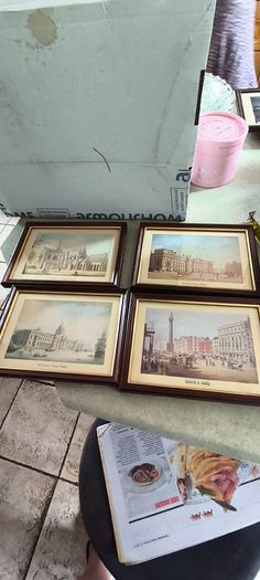 Set of  4 small framed pictuer of  Dublin different scenes.