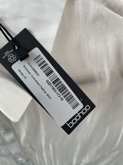 Boohoo oversized shimmer feather shirt size 10
