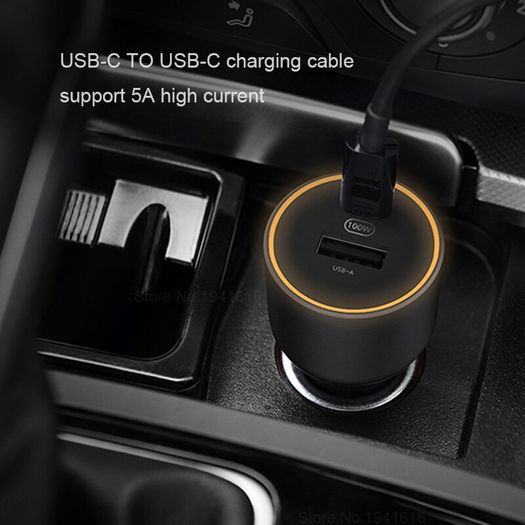 Xiaomi Mi 100W PD/PPS/QC4.0 Dual USB Mobile/Tab/Laptop Super Fast Car Charger + 1M USB-C PD 100W Charging Cable (Brand New/Warranty)