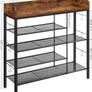 _shoe rack, shoe organizer for 14 pairs of shoes, for slippers, high heels, boots, in the entrance area, living room, bedroom, industrial style, vintage brown-black Image 4