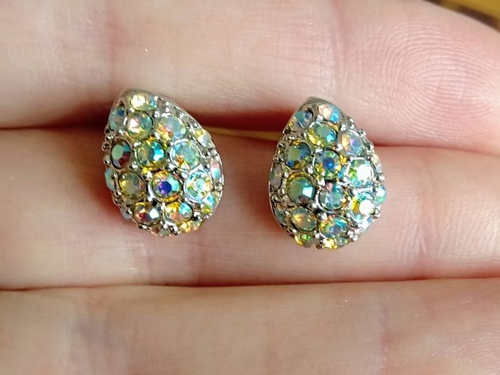 Vintage aurora borealis crystal studs
