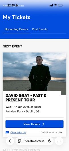 David gray X2 tickets fair view park FRONT standing