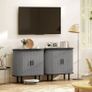 Fluted Sideboard with Tambour Sliding Doors, Modern Storage Cabinet, Kitchen Cupboard with Storage Shelves and Wooden Legs for Living Room, Dining Room, Grey Image 4