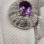 Sterling silver Victorian Shield Inspired Moroccan Amethyst , White Zircon Pendant with Chain (Size 20) in Rhodium Sterling Silver 1.880 Ct. Image 6